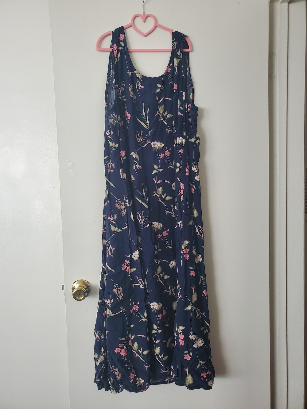 Navy Floral Sleeveless Maxi Dress